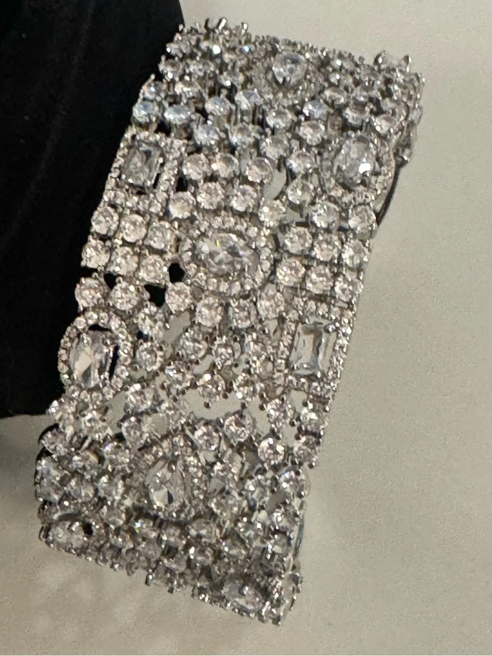Sparkling Crystal Wide Cuff Bracelet for Wedding Special Occasions